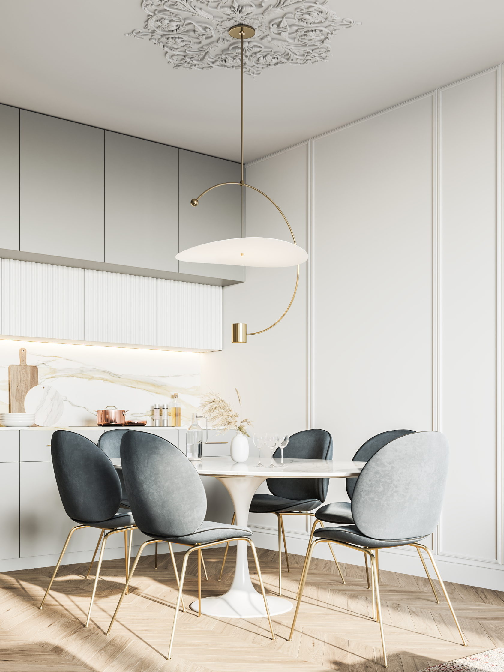 A Light and Bright Modern Apartment with Classic Elements in Moscow City by Bureau Slovo (6)