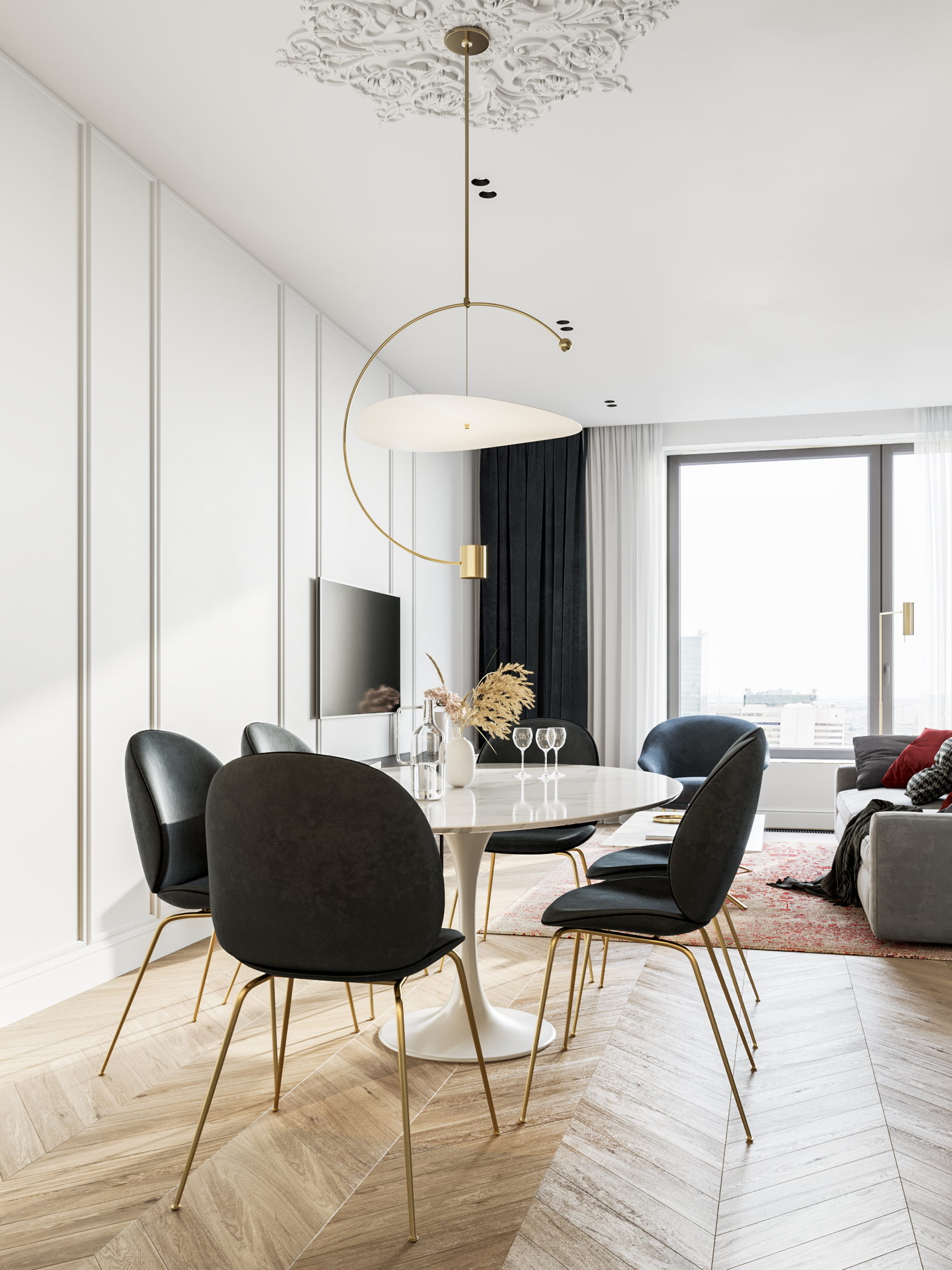 A Light and Bright Modern Apartment with Classic Elements in Moscow City by Bureau Slovo (7)