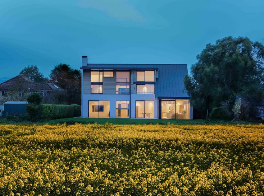 A Luminous Contemporary Home with Pitched Roof and Large Chimney in Hampshire by OB Architecture (14)