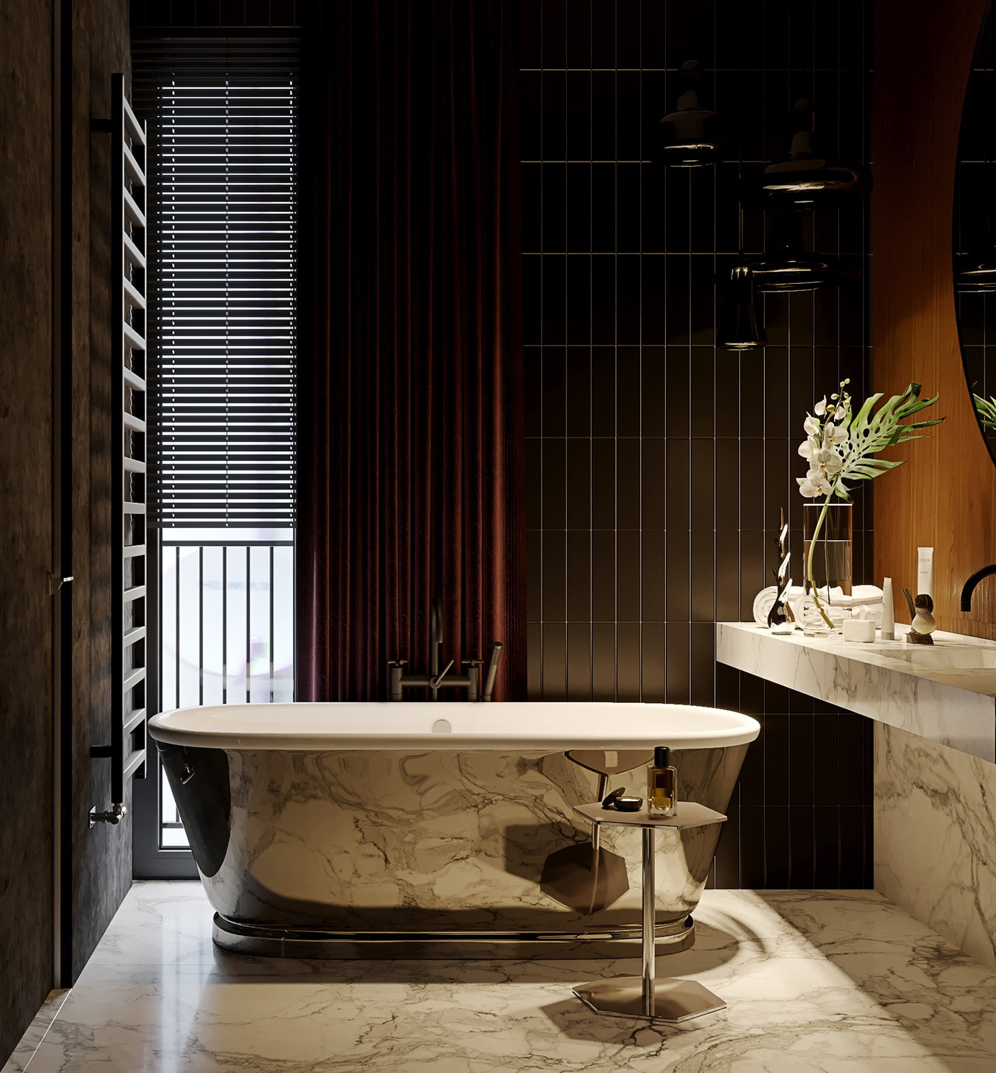 A Luxury Modern Home with Gray Decor and Red Accents in Moscow, Russia by ATO studio construction (13)