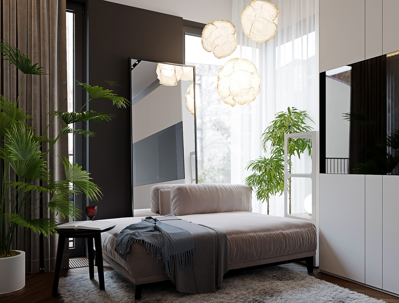 A Luxury Modern Home with Gray Decor and Red Accents in Moscow, Russia by ATO studio construction (7)