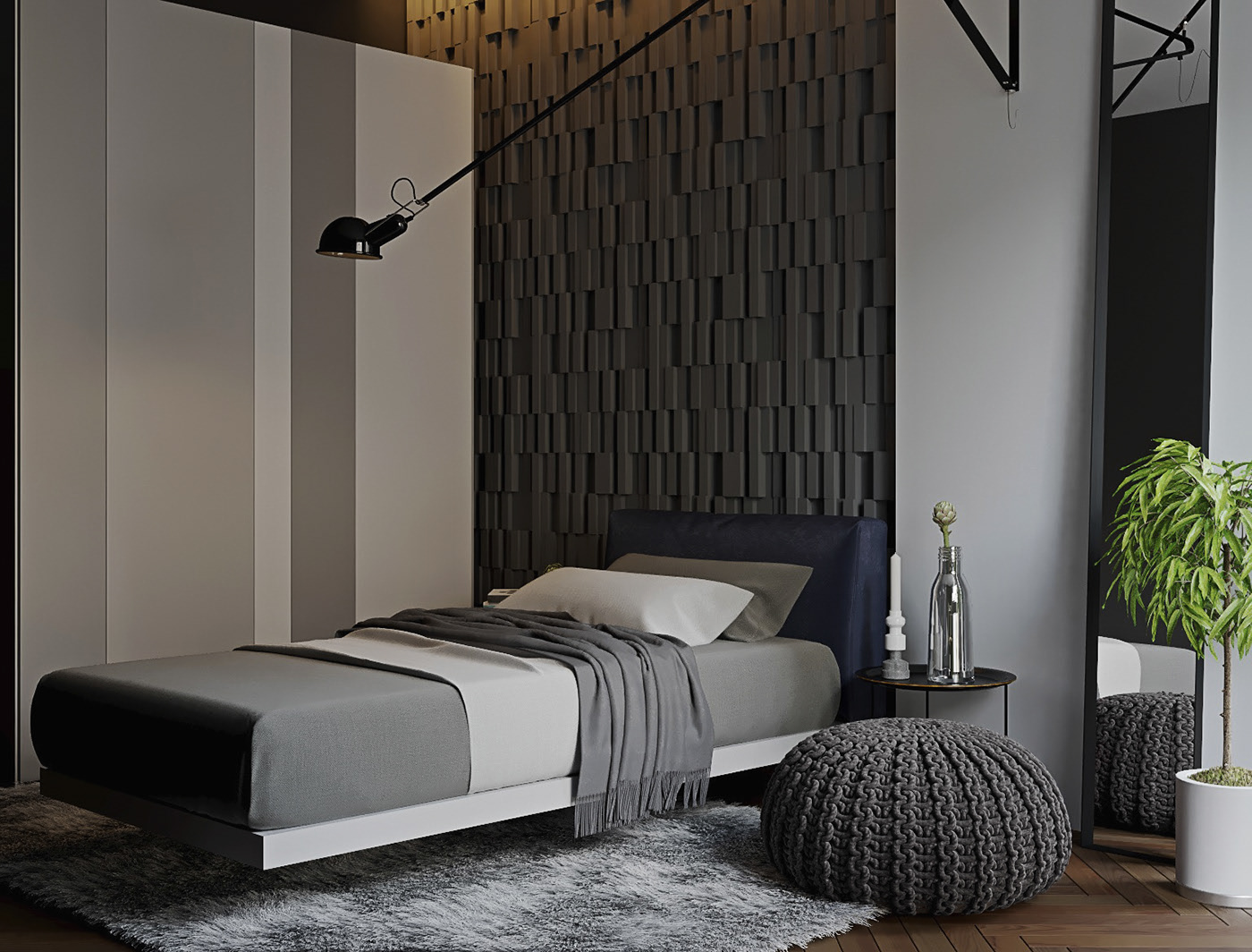 A Luxury Modern Home with Gray Decor and Red Accents in Moscow, Russia by ATO studio construction (9)