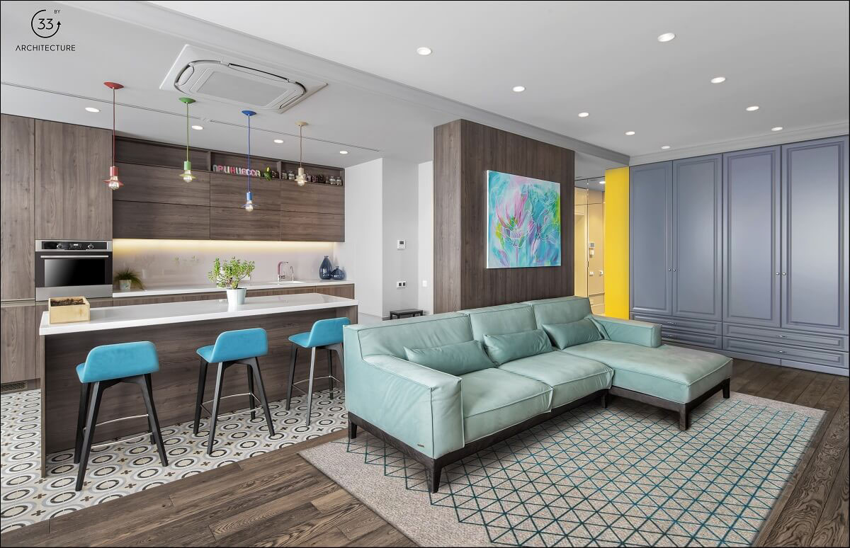A Playful and Vibrant Apartment with Cheerful Colorful Accents in Kiev, Ukraine by 33BY Architecture (3)