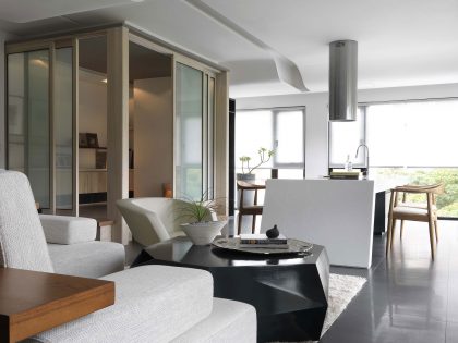 A Sleek Modern Home with Neutral Colors and Bold Accents in Taipei, Taiwan by J.C. Architecture (2)