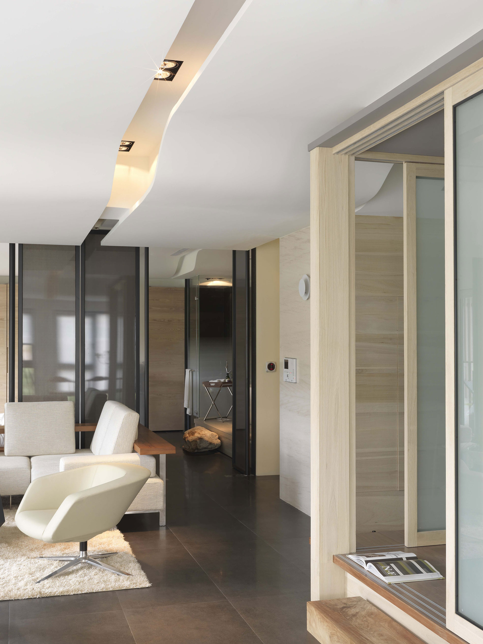 A Sleek Modern Home with Neutral Colors and Bold Accents in Taipei, Taiwan by J.C. Architecture (3)