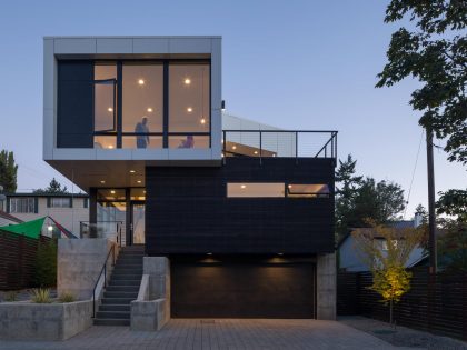 A Sleek and Bright Modern House Made of Concrete Forms, Metal and Glass in Seattle
