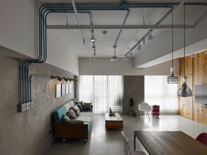 A Small Modern Industrial Apartment with Vibrant Interiors in Taiwan by KC Design Studio (1)