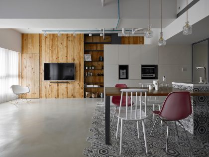 A Small Modern Industrial Apartment with Vibrant Interiors in Taiwan by KC Design Studio (7)