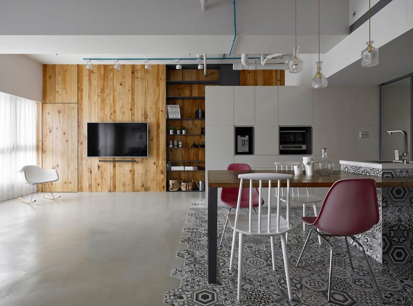 A Small Modern Industrial Apartment with Vibrant Interiors in Taiwan by KC Design Studio (7)