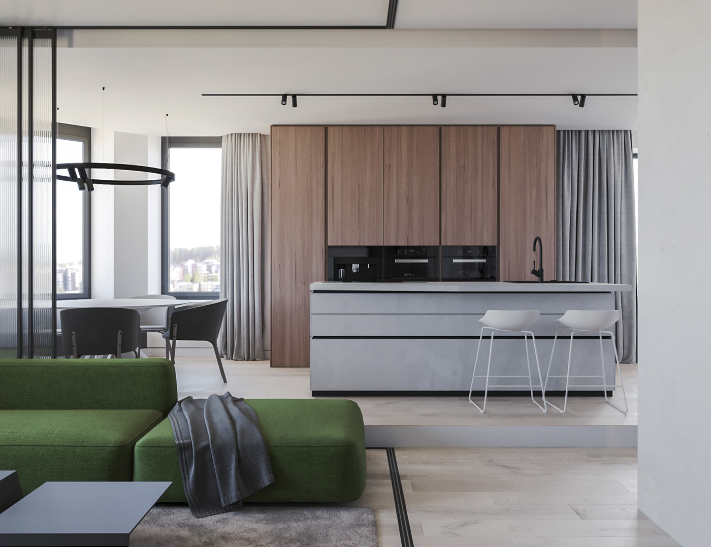 A Sophisticated Modern Home with Bold Green and Pink Accents in Kiev, Ukraine by Ruslan Kovalchuk (1)