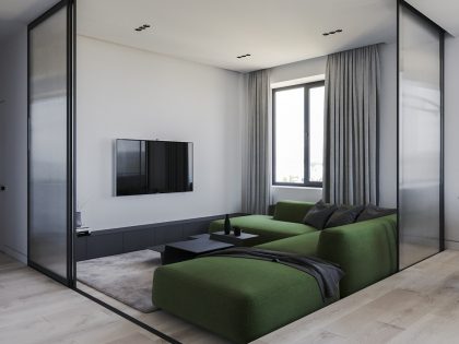 A Sophisticated Modern Home with Bold Green and Pink Accents in Kiev, Ukraine by Ruslan Kovalchuk (3)