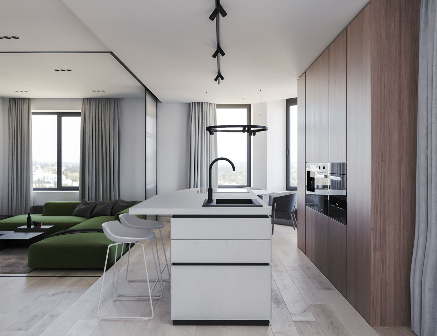 A Sophisticated Modern Home with Bold Green and Pink Accents in Kiev, Ukraine by Ruslan Kovalchuk (4)