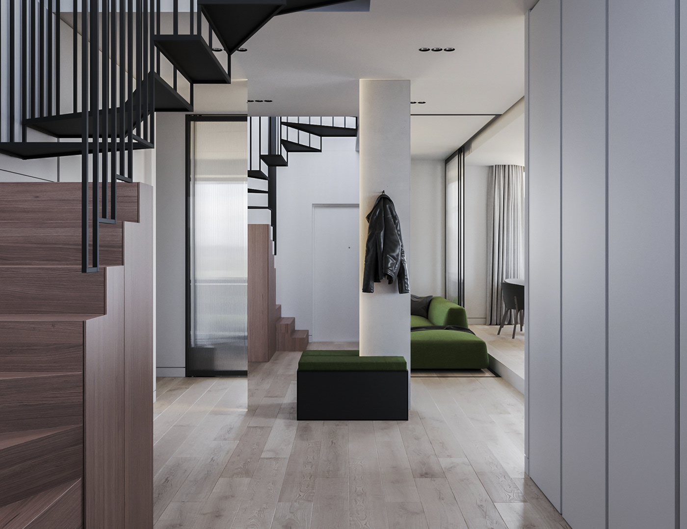 A Sophisticated Modern Home with Bold Green and Pink Accents in Kiev, Ukraine by Ruslan Kovalchuk (5)