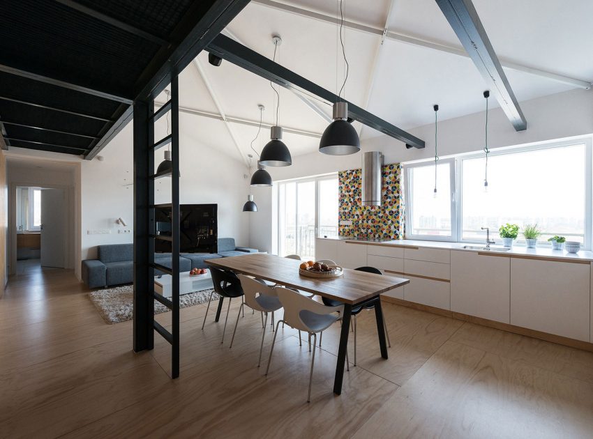 A Spacious Modern Apartment with a Marked Industrial Style in Bratislava by RULES architects (10)
