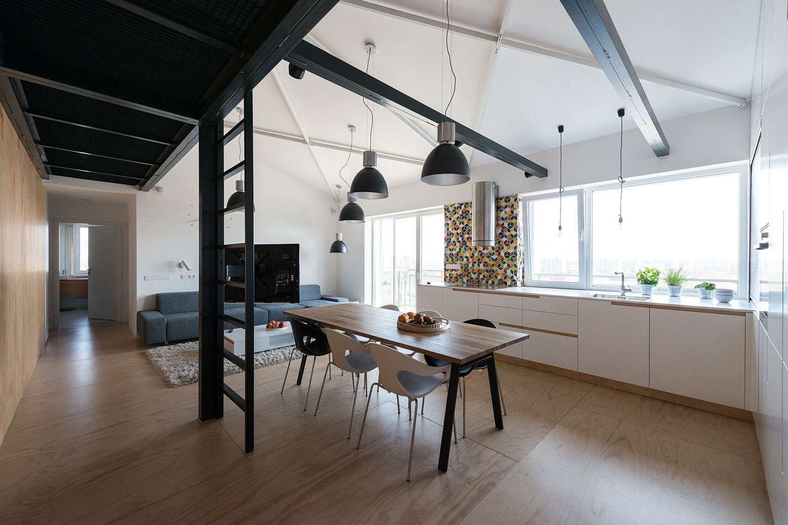 A Spacious Modern Apartment with a Marked Industrial Style in Bratislava by RULES architects (10)