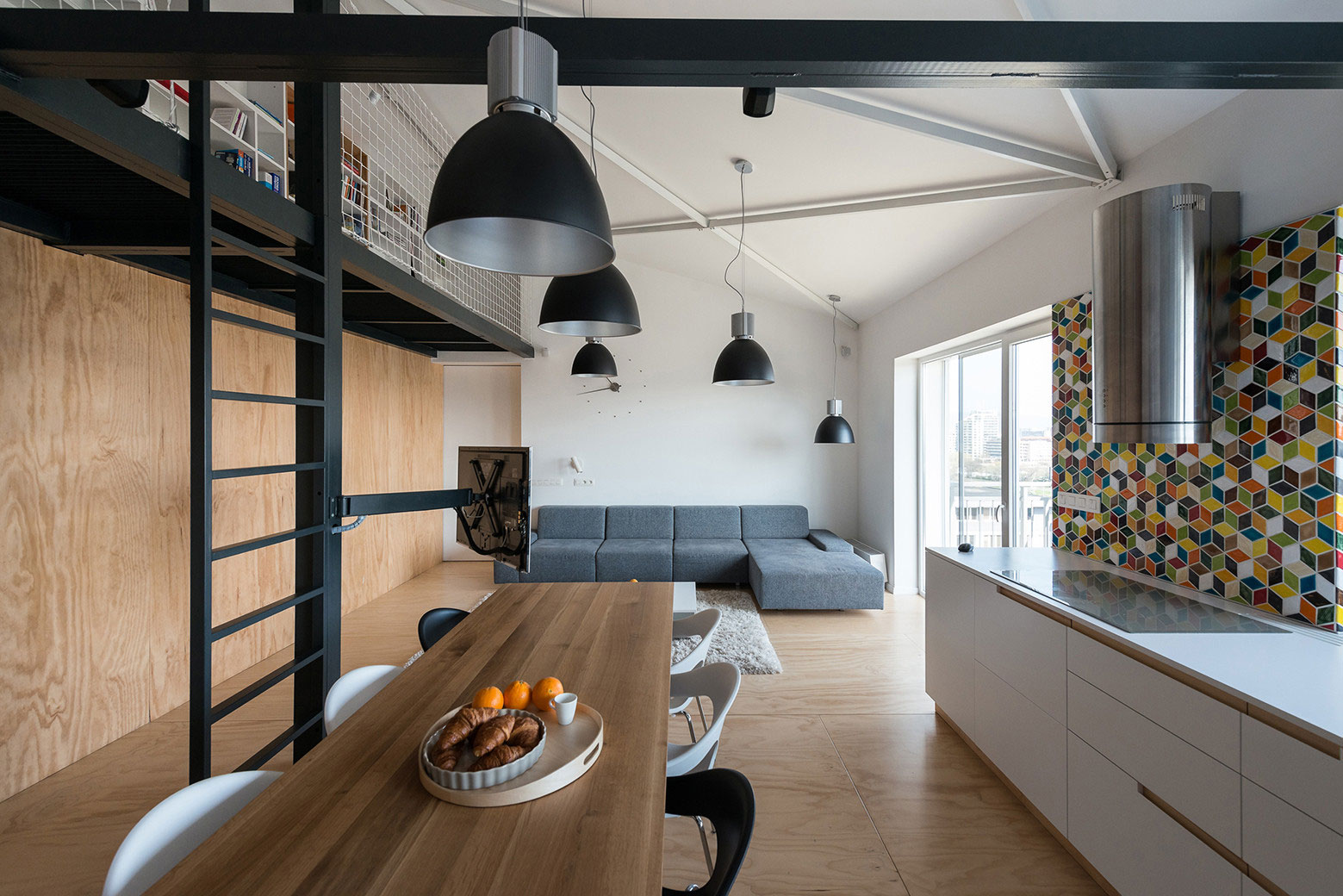 A Spacious Modern Apartment with a Marked Industrial Style in Bratislava by RULES architects (11)