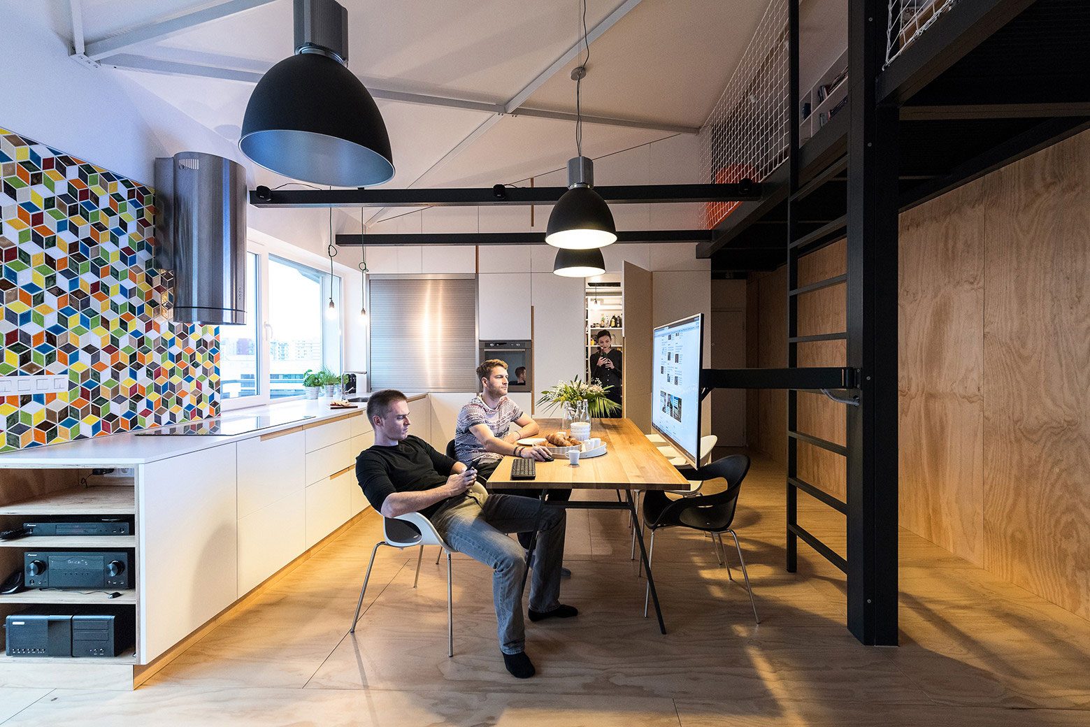 A Spacious Modern Apartment with a Marked Industrial Style in Bratislava by RULES architects (15)