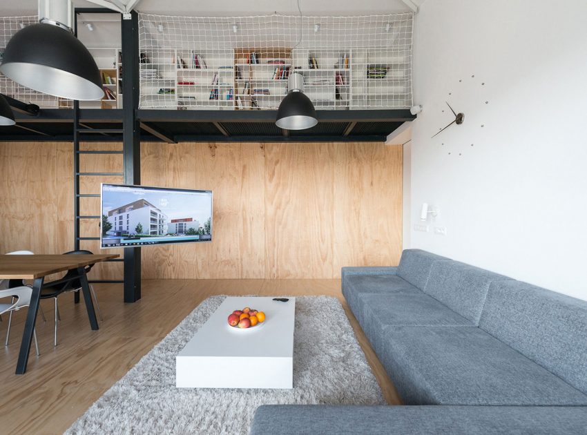 A Spacious Modern Apartment with a Marked Industrial Style in Bratislava by RULES architects (3)