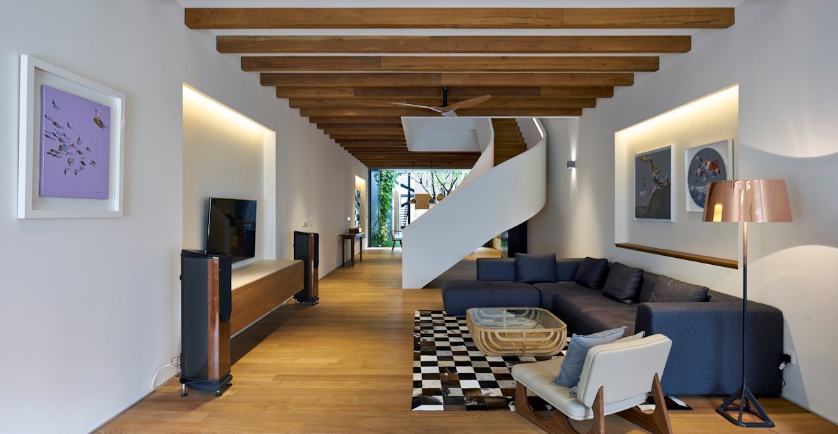 A Stunning Contemporary Home with Dramatic Spiral Staircase in Singapore by ONG&ONG (1)