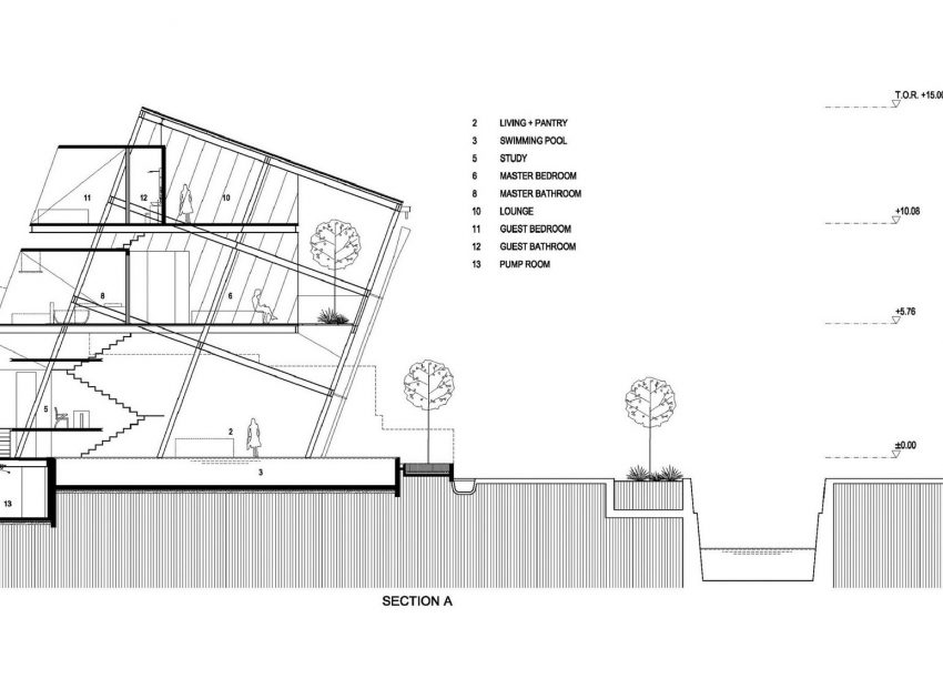 A Stunning Glass House with Slanted Steel Frame and Indoor Pool in Jakarta by Budi Pradono Architects (19)