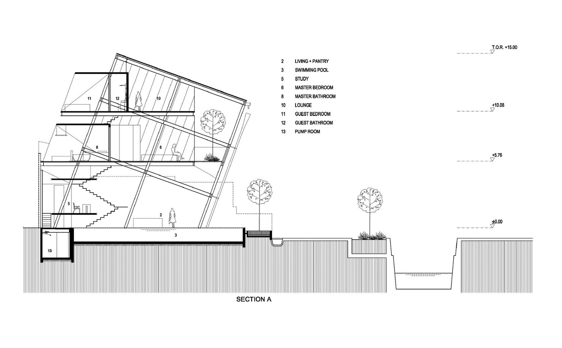 A Stunning Glass House with Slanted Steel Frame and Indoor Pool in Jakarta by Budi Pradono Architects (19)
