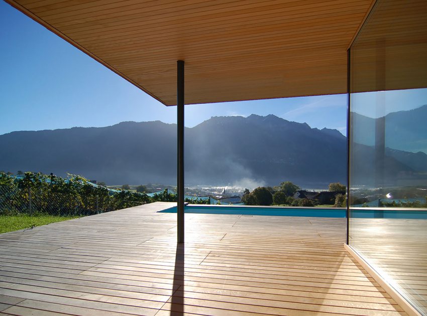 A Stunning and Elegant Home Built on a Slope Overlooks Beautiful Mountains of Liechtenstein by k m architektur (12)