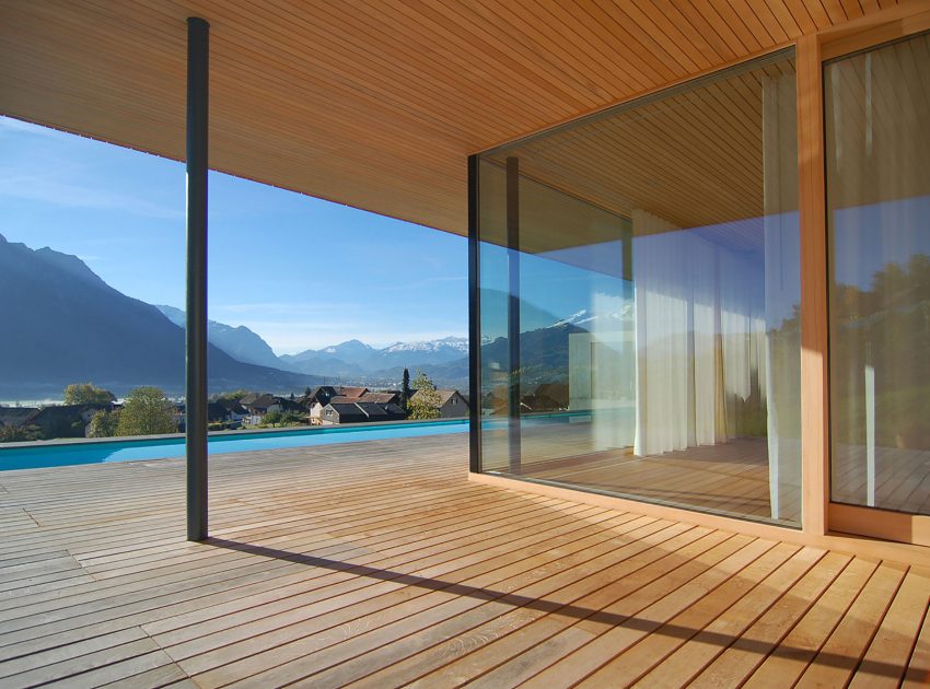 A Stunning and Elegant Home Built on a Slope Overlooks Beautiful Mountains of Liechtenstein by k m architektur (13)