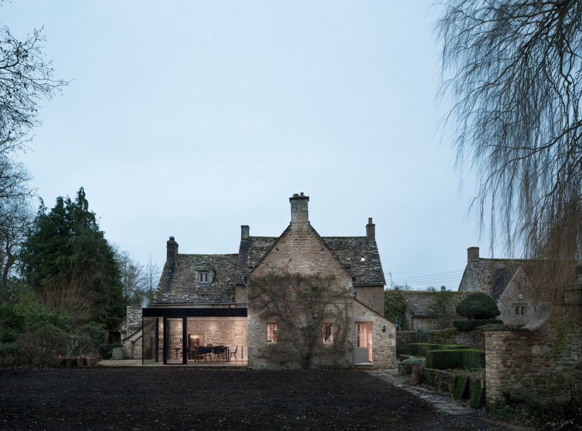 A Stylish Modern Home with Stone Walls and Glass Facade in Oxford, England by Jonathan Tuckey Design (1)