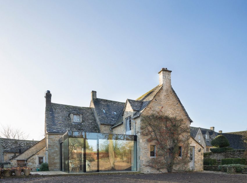 A Stylish Modern Home with Stone Walls and Glass Facade in Oxford, England by Jonathan Tuckey Design (2)