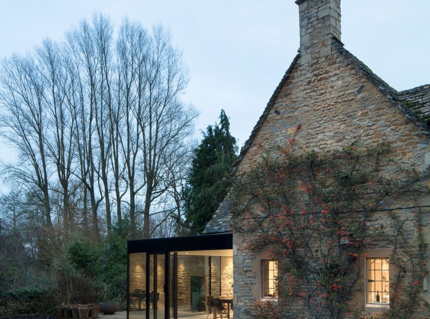 A Stylish Modern Home with Stone Walls and Glass Facade in Oxford, England by Jonathan Tuckey Design (3)