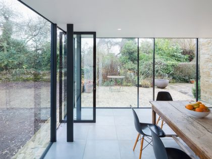 A Stylish Modern Home with Stone Walls and Glass Facade in Oxford, England by Jonathan Tuckey Design (9)