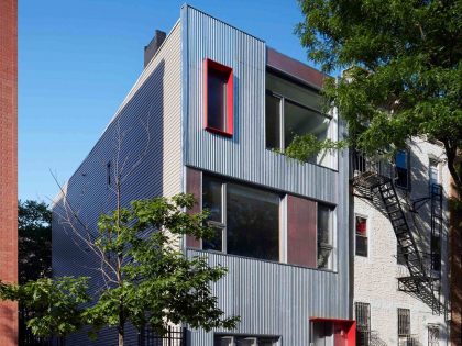 A Stylish Light-Filled Modern Home with Smart Red Accents in Brooklyn