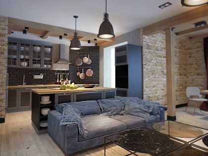 A Stylish and Bright Apartment with Exposed Brick Walls in Kiev, Ukraine by Pavel Voytov (1)