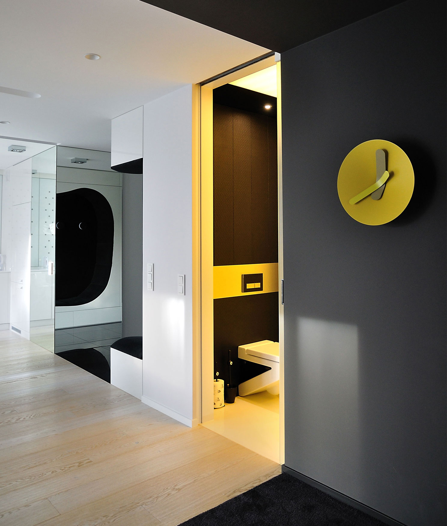 A Stylish and Futuristic Modern Apartment with Multicolor Interiors in Gdynia, Poland by MSWW (17)