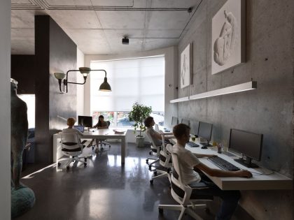 A Stylish and Laconic Concrete Interiors for Contemporary Office and Showroom in Kiev, Ukraine by Sergey Makhno (6)