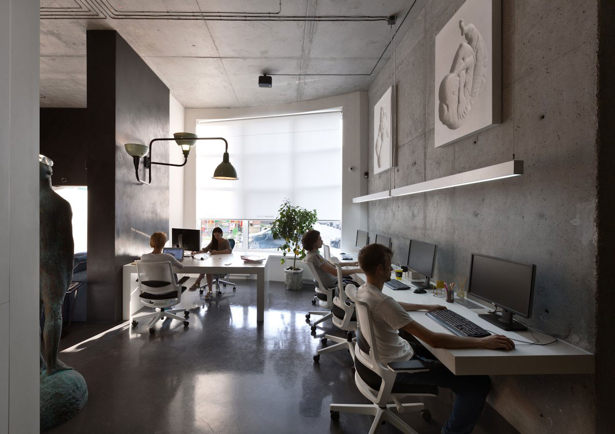 A Stylish and Laconic Concrete Interiors for Contemporary Office and Showroom in Kiev, Ukraine by Sergey Makhno (6)