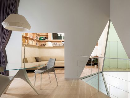 A Unique House with Geometric Shapes and Colorful Interiors in Niigata Prefecture by Kochi Architect’s Studio (3)