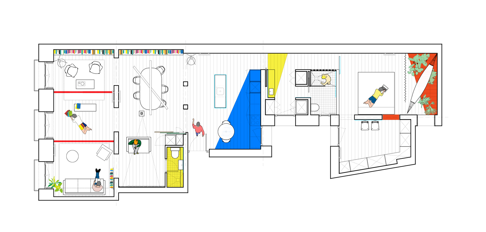A Unique Modern Home with Whimsical and Multicolor Decor in Madrid by gon architects + Ana Torres (19)