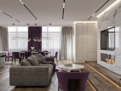 An Elegant Modern Home with White Decor and Purple Accents in Kiev, Ukraine by U-Style (2)