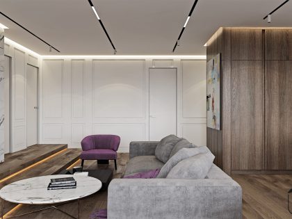 An Elegant Modern Home with White Decor and Purple Accents in Kiev, Ukraine by U-Style (3)