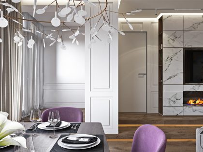 An Elegant Modern Home with White Decor and Purple Accents in Kiev, Ukraine by U-Style (5)