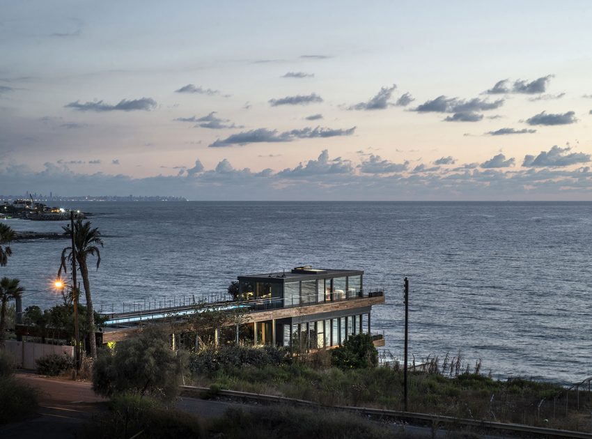 An Elegant Modern Seaside Home Perched on the Edge of a Cliff with Rooftop Deck in Amchit, Lebanon by BLANKPAGE Architects (19)