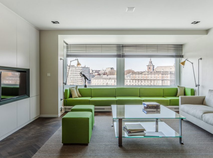 An Elegant White Apartment with Black and Green Accents in Liège, Belgium by Pierre Noirhomme (1)