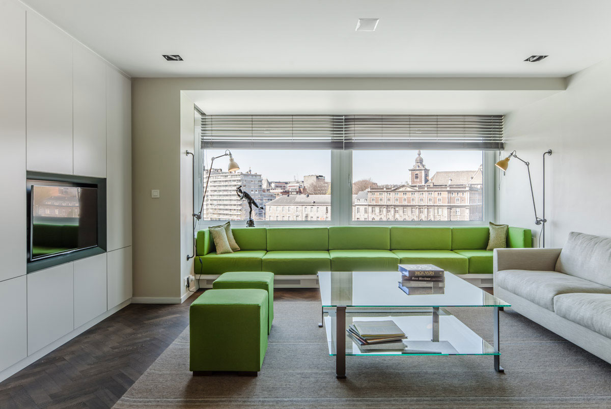 An Elegant White Apartment with Black and Green Accents in Liège, Belgium by Pierre Noirhomme (1)