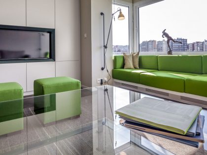 An Elegant White Apartment with Black and Green Accents in Liège, Belgium by Pierre Noirhomme (2)