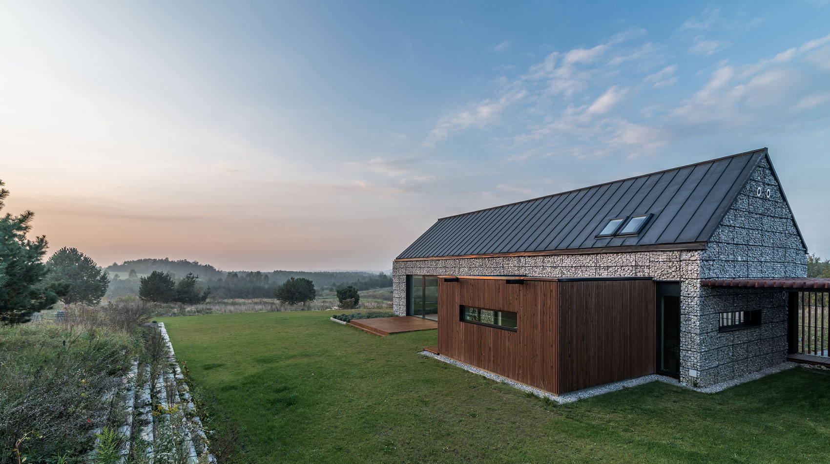 An Elegant and Airy Contemporary Home with Gabion Walls in Zawiercie, Poland by Kropka Studio (4)