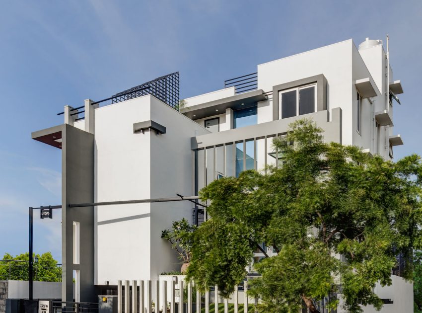 A Bright and Warm Modern Home with Lots of Yellow and White in Nagarbhavi, India by Ashwin Architects (2)