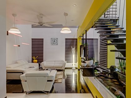 A Bright and Warm Modern Home with Lots of Yellow and White in Nagarbhavi, India by Ashwin Architects (6)