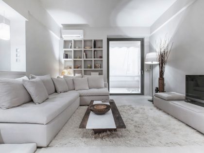 A Contemporary Apartment with an Elegant White Interiors in Kifissia, Greece by AD Architects (1)