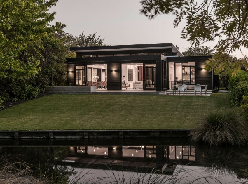 A Modern L-Shaped House with Light and Open Interiors in Fendalton, New Zealand by Cymon Allfrey Architects Ltd (9)